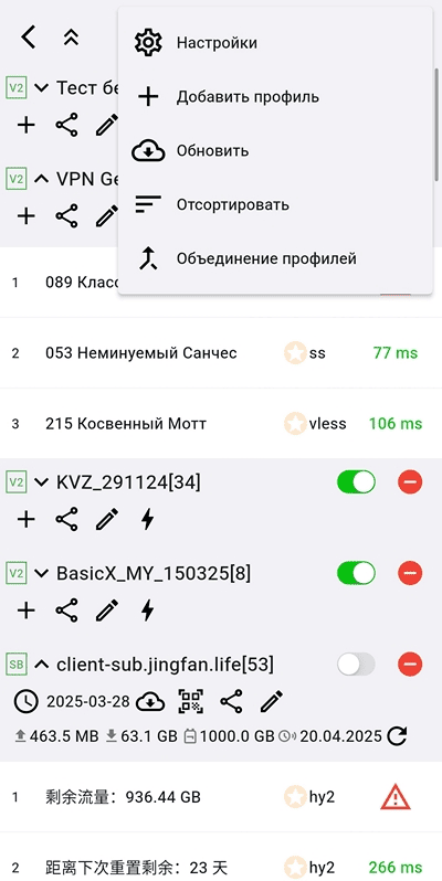 Управление профилями