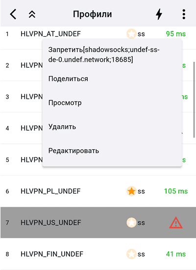 Редактирование профилей